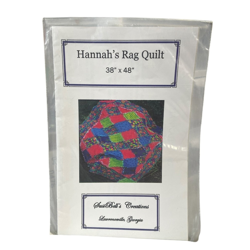 Susi Bell's Creations Rag Quilt Pattern Unisex OS 1433 Hannah's 38x48 2003